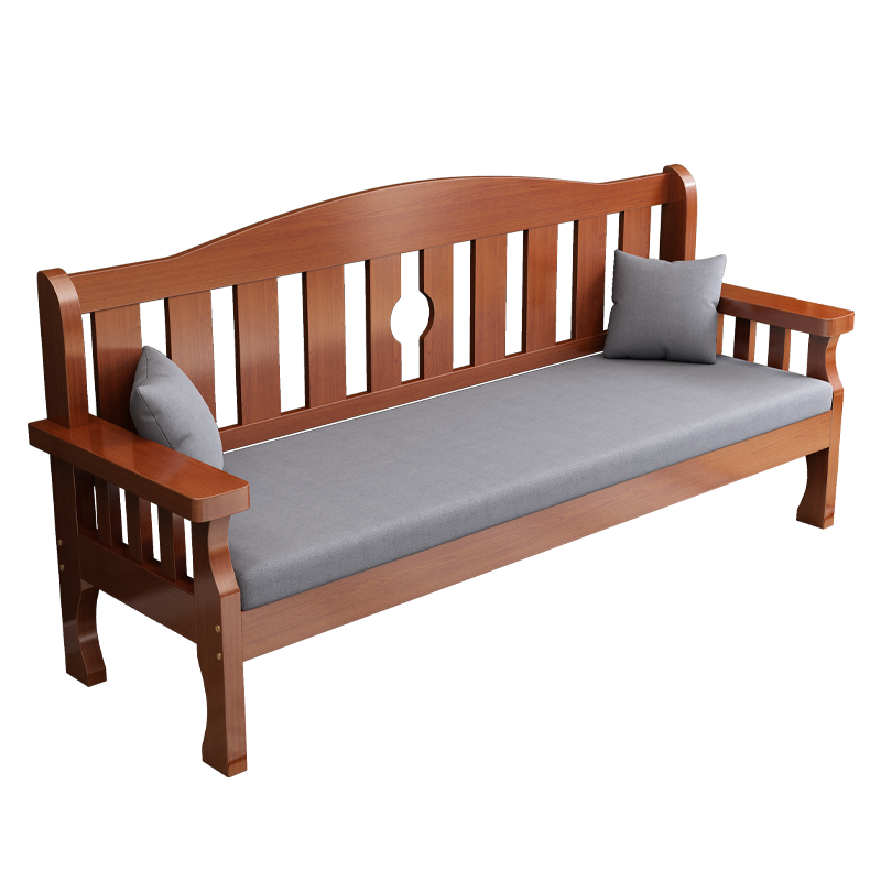 实木沙发组合全实木新中式木质长椅冬夏两用小户型客厅三人木沙发