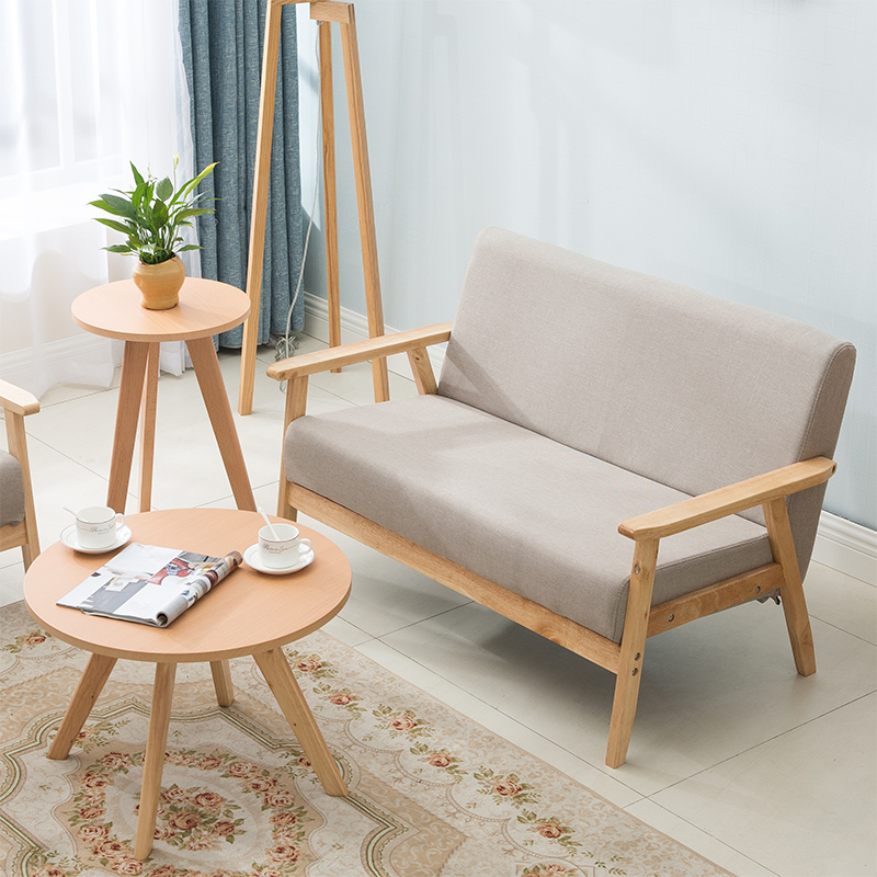 小户型木沙发北欧简约客厅两人三人位布艺单人双人椅日式简易网红