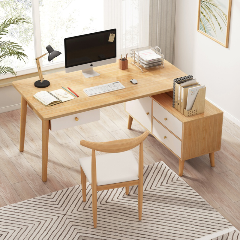 电脑桌卧室角落办公桌转角书桌家用学生写字台实木腿小户型桌子