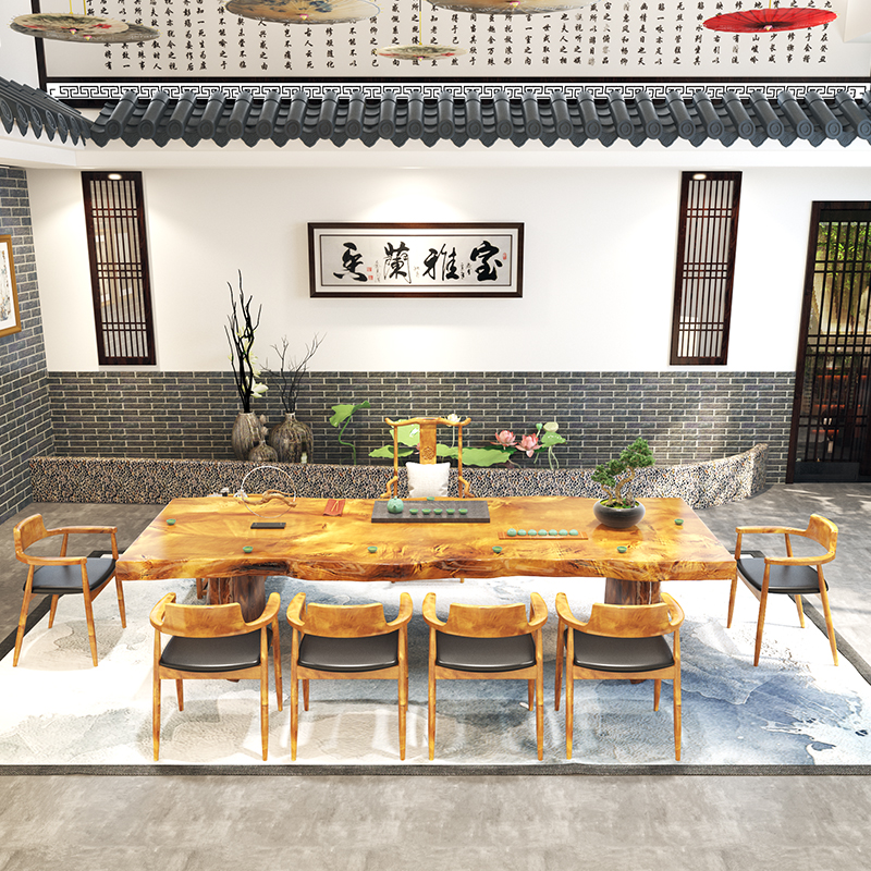 实木茶桌椅组合新中式客厅家用茶几台功夫禅意办公室大板泡茶桌子