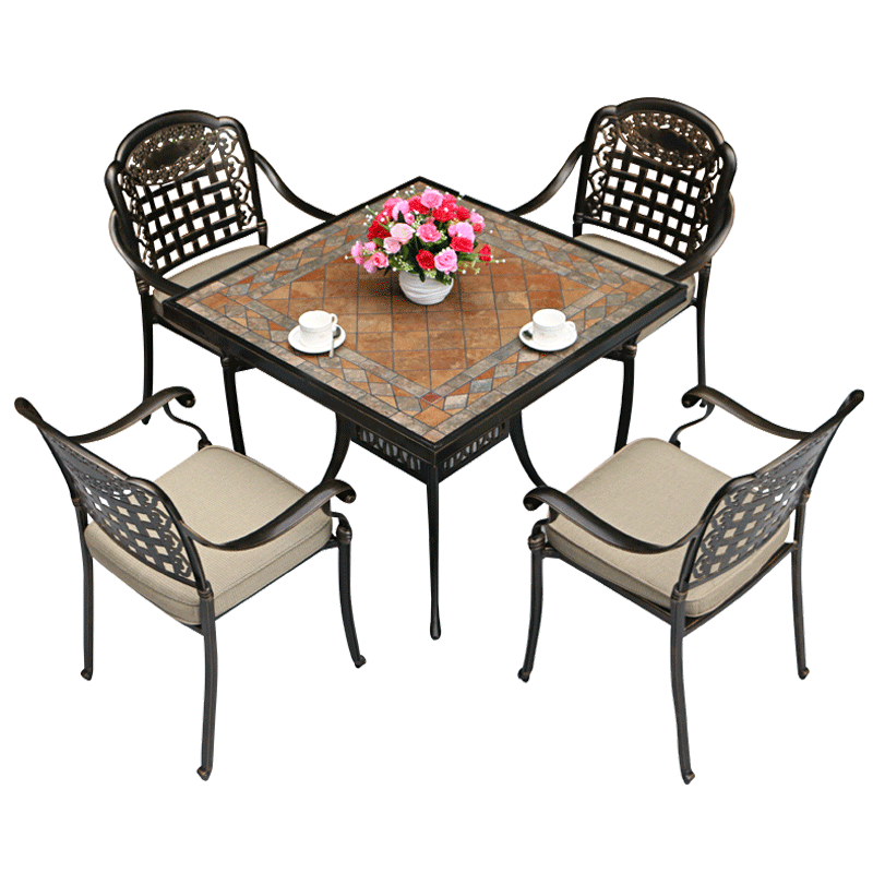 户外铸铝小桌椅组合三件套简约庭院休闲铁艺烧烤露台露天花园阳台